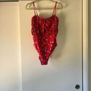 J. Crew ruched cutout one-piece in brushed daisy print